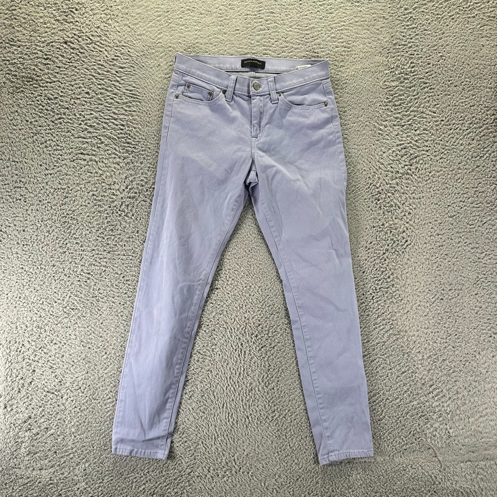 Banana Republic Pant Womens 2 Purple Cotton Chino Skinny Career Preppy Stretch
